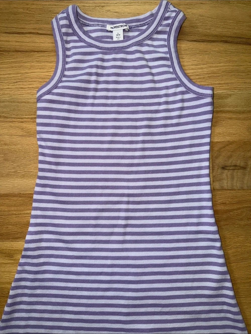 Nordstrom Girls Lavender and White Striped Tank Dress Childs Large (10/12)